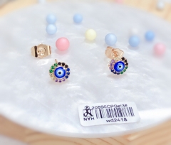 Blue Eye style colorful zircon eye-catching earrings