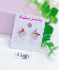 Colorful Zircon Silver Stud Earring