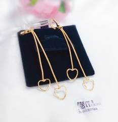 Simple long style hollow heart earring