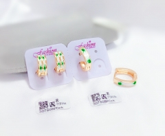 Green pattern exquisite rose gold earrings