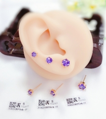 Large/medium/samll shiny purple zircon earring