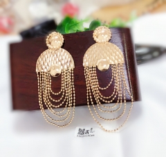 Simple Glossy Style Shiny Tassel Earrings