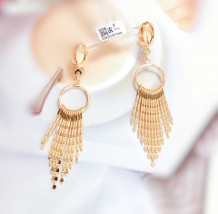 Simple Glossy Style Shiny Tassel Earrings