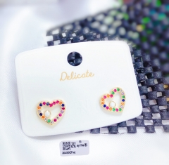 Colorful Zircon Hollow Heart Earring