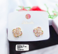 Colorful Zircon Gold Stud Earring