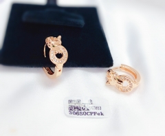 Hollow Leopard Head Rose Gold Earrings