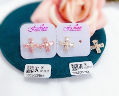 Pink/whiter zircon exquisite earring