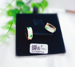 Green pattern exquisite  gold earrings