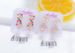 Glossy colored zircon earrings