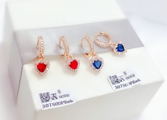 Red/Blue Love Zircon Gold Earrings