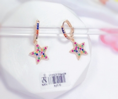 Star shape colorful zircon earrings