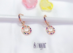 Colorful zircon earrings with smiley face