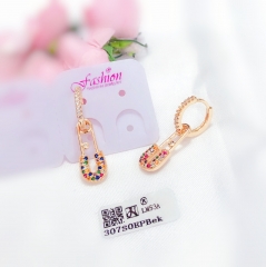 Colorful Zircon Gold Earring