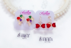 Flower/bow shape gorgeous colored zircon earrings