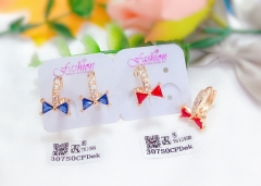 Bow style blue/red color earrings