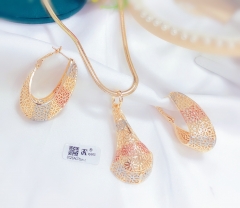 Mesh shaped hollowed out necklace earrings