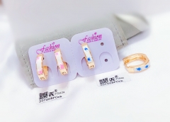 Pink/Blue Pattern Fashion Gold Earrings