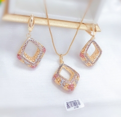 Square hollow out style oil painting earrings necklace