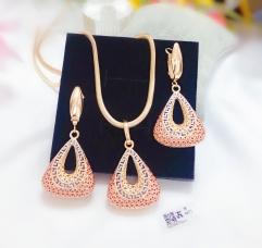 Triangle hollow out style oil painting earrings necklace