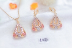 Triangle hollow out style oil painting earrings necklace