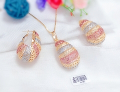 Round hollow out style oil painting earrings necklace