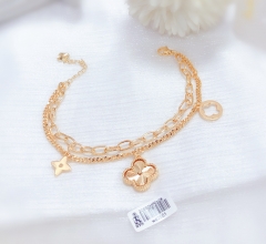 Lucky four leaf gold bangle