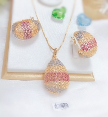 Round hollow out style oil painting earrings necklace