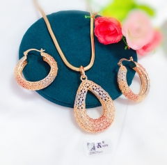 Water droplet shaped hollowed out necklace earrings