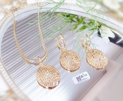 Half circle shaped gold necklace earrings