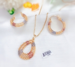 Round hollow style oil painting earrings necklace