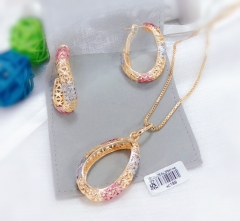 Irregular texture hollow out style oil painting earrings necklace