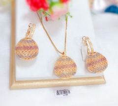 Round style oil painting earrings necklace