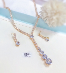 Full diamond dazzling gold/silver necklace and earrings