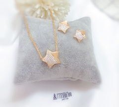 Star style zircon inlay necklace earrings