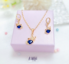 Swan Blue Gemstone Style Gold Necklace Earrings