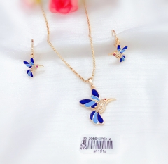 Blue Bird Gold Earrings Necklace