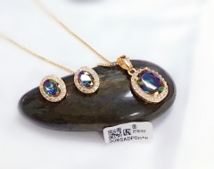 Colorful and dazzling style gold/silver earrings and necklace