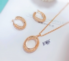 Hollow Circle Gold Necklace Earrings