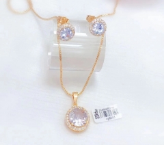 Artificial Gemstone Gold Necklace Earrings