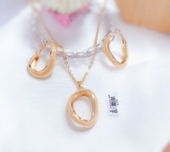 Hollow Circle Gold Necklace Earrings