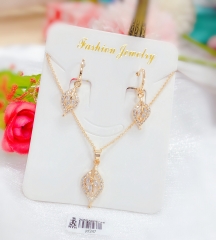 Leaf style artificial gemstone necklace earrings