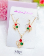 Love Crystal Style Gold Necklace Earrings