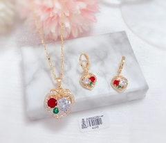 Colorful heart necklace and earrings