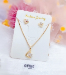 Hollow triangle with flower shape, earrings and necklace