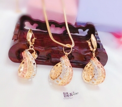 Hollow oil painting style earrings and necklace