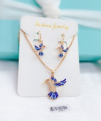 Blue Bird Gold Earrings Necklace