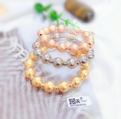 Frosted beads gold bracelet set