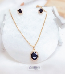 Black Sapphire Style Artificial Gemstone Necklace Earrings