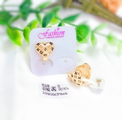 Glossy heart style gold earring