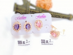 Purple/pink gorgeous zircon gold earrings